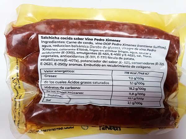 Salchicha de sabor vino Pedro Ximénez